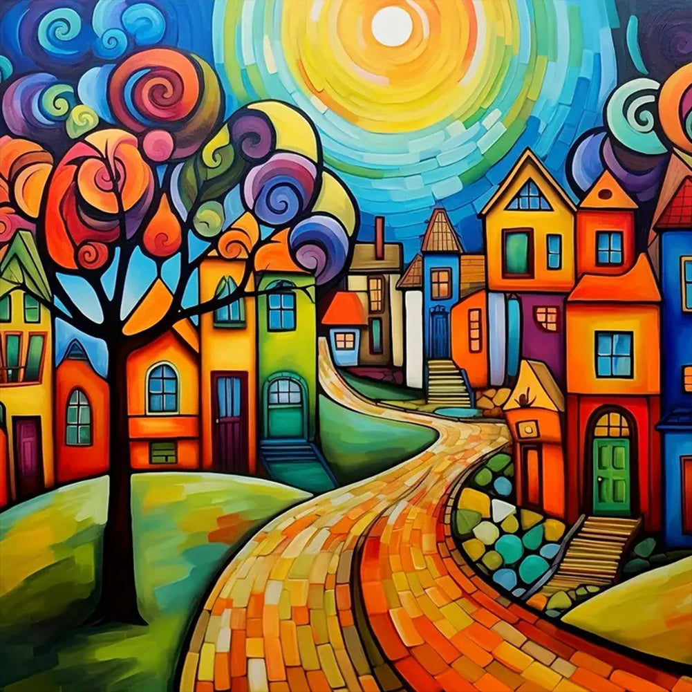 Diamond Painting - Full Round - houses street (30*30CM)