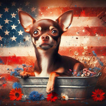 Load image into Gallery viewer, Diamond Painting - Full Round - flag puppy (30*30CM)
