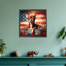 Load image into Gallery viewer, Diamond Painting - Full Round - flag puppy (30*30CM)
