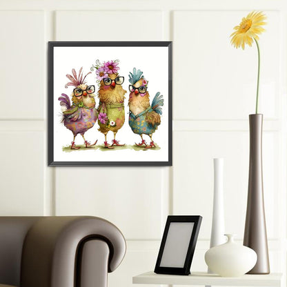 Diamond Painting - Full Round - three chickens (40*40CM)