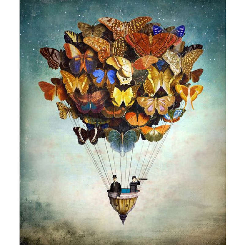 Diamond Painting - Full Square - butterfly hot air balloon (30*40CM)