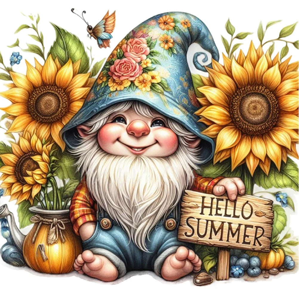 Diamond Painting - Full Round - Flower Gnome (30*30CM)