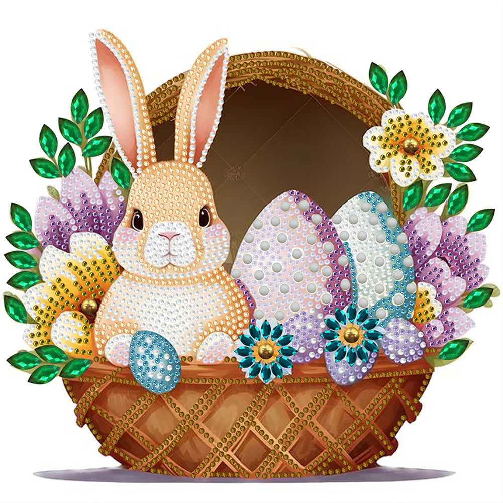 Diamond Painting - Partial Special Shaped - Basket bouquet with Easter eggs (30*30CM)