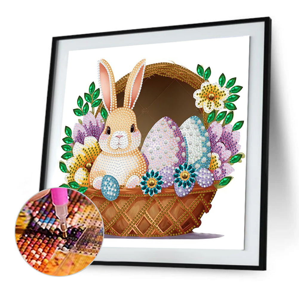 Diamond Painting - Partial Special Shaped - Basket bouquet with Easter eggs (30*30CM)