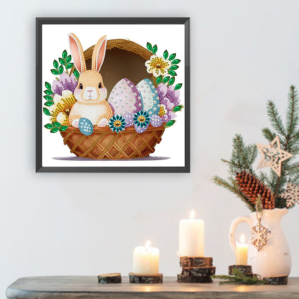 Diamond Painting - Partial Special Shaped - Basket bouquet with Easter eggs (30*30CM)