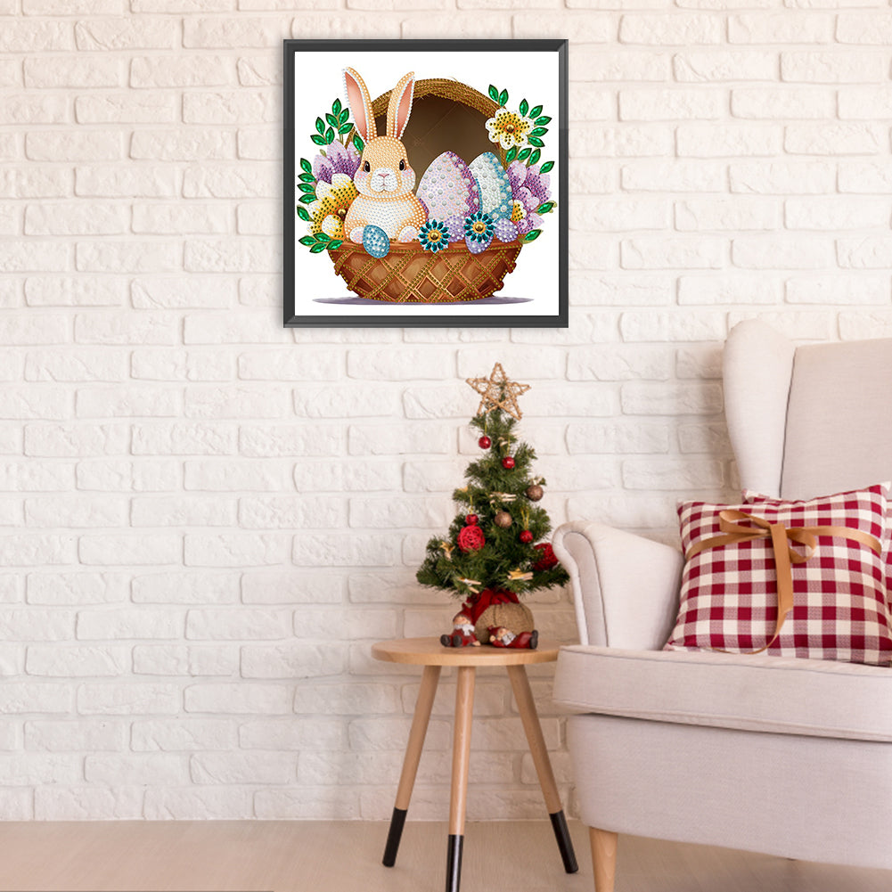 Diamond Painting - Partial Special Shaped - Basket bouquet with Easter eggs (30*30CM)