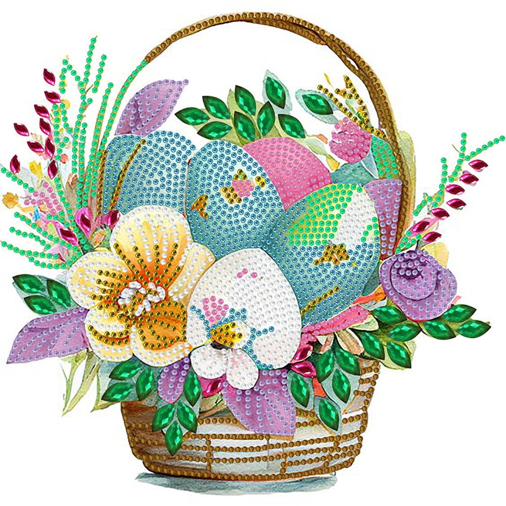 Diamond Painting - Partial Special Shaped - Basket bouquet with Easter eggs (30*30CM)