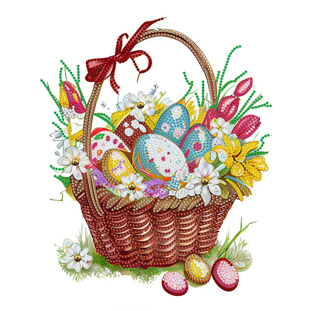 Diamond Painting - Partial Special Shaped - Basket bouquet with Easter eggs (30*40CM)