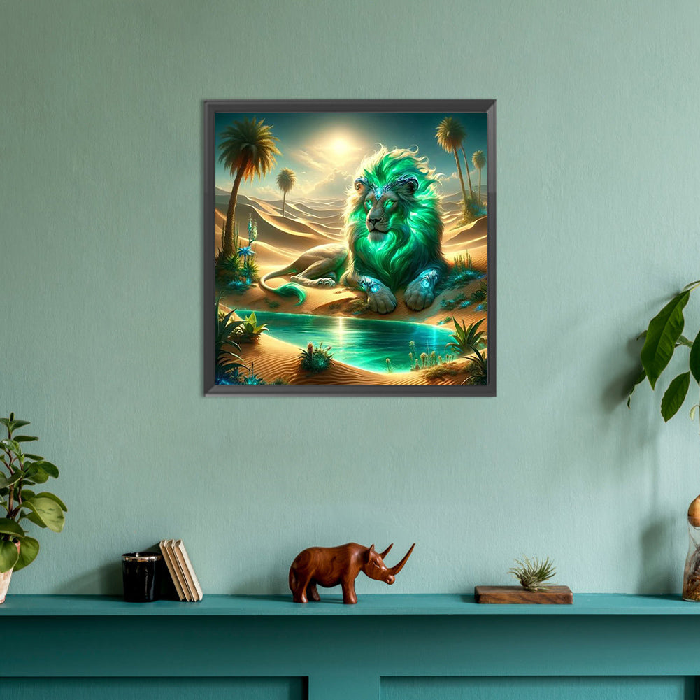 Diamond Painting - Full Round - Lion by the water (30*30CM)
