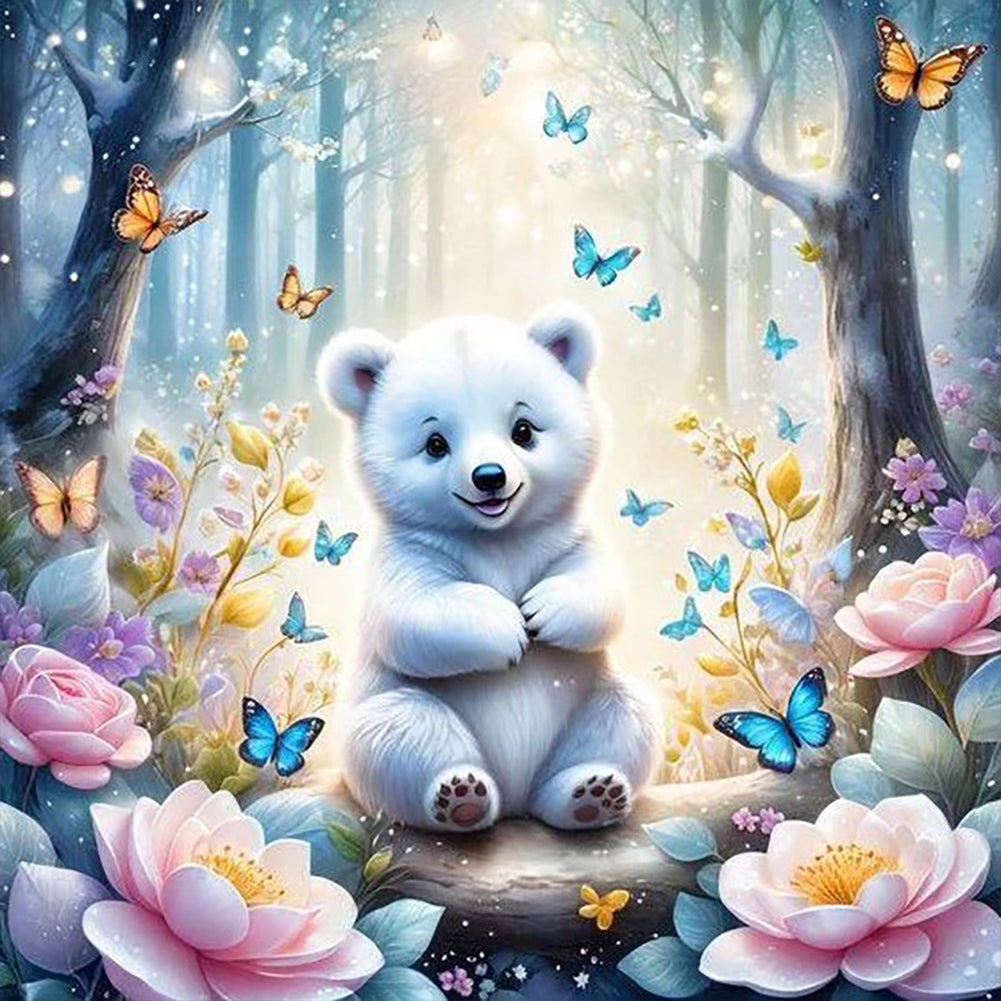 Diamond Painting - Full Round - Garden Butterfly Bear (30*30CM)