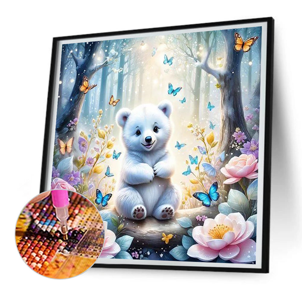 Diamond Painting - Full Round - Garden Butterfly Bear (30*30CM)