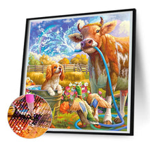 Load image into Gallery viewer, Diamond Painting - Full Round - Garden Cow Puppy Duck (30*30CM)
