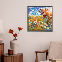 Load image into Gallery viewer, Diamond Painting - Full Round - Garden Cow Puppy Duck (30*30CM)
