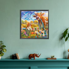Load image into Gallery viewer, Diamond Painting - Full Round - Garden Cow Puppy Duck (30*30CM)
