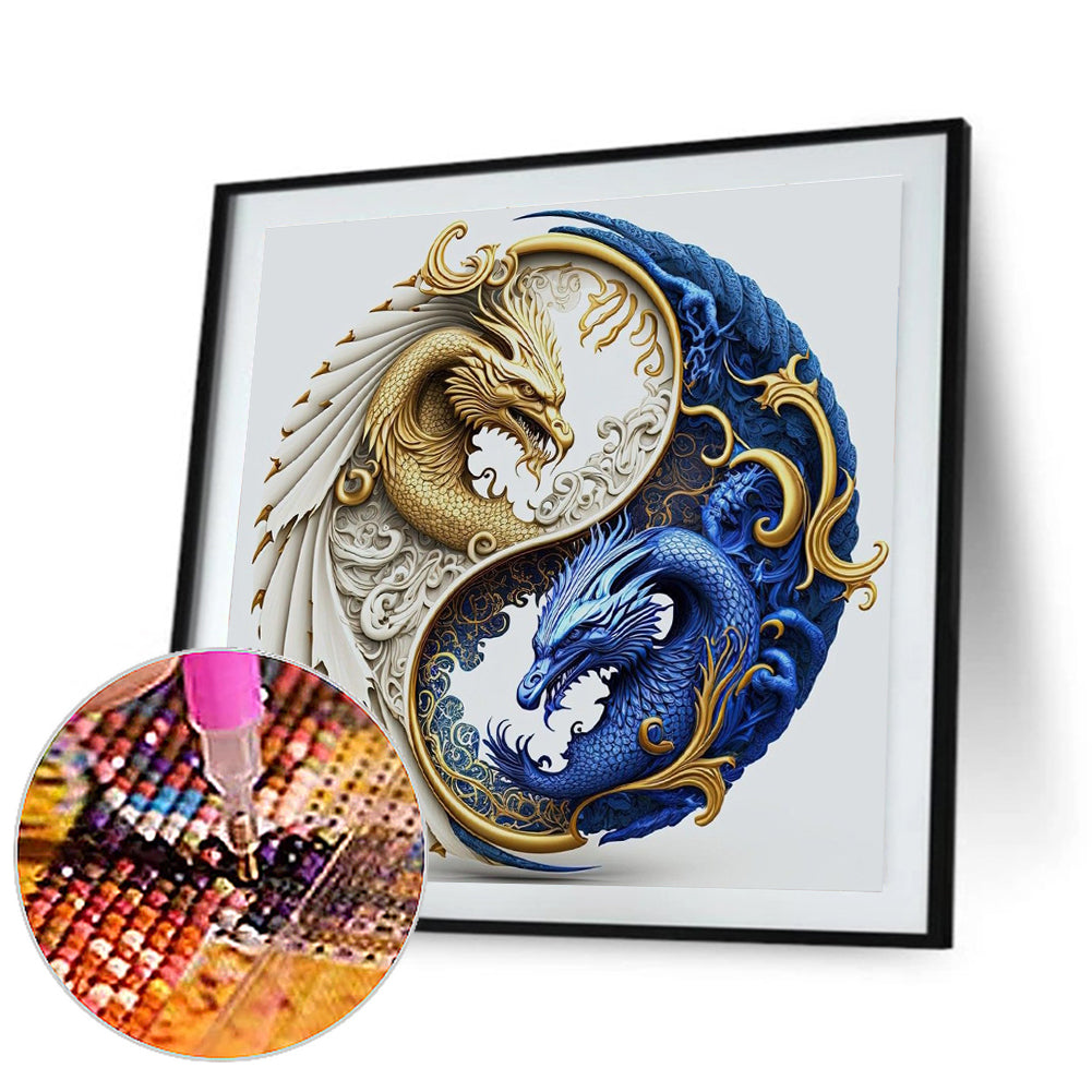Diamond Painting - Full Round - Tai Chi Yin Yang Feilong (30*30CM)