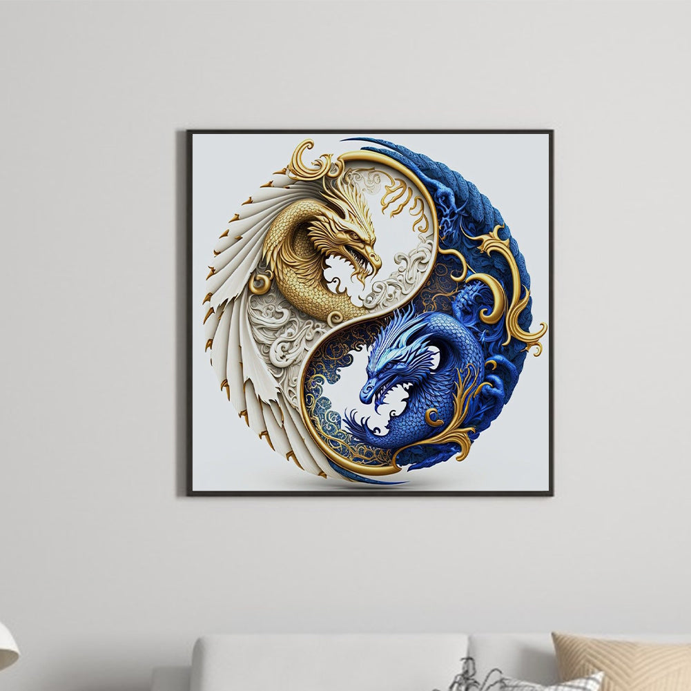 Diamond Painting - Full Round - Tai Chi Yin Yang Feilong (30*30CM)