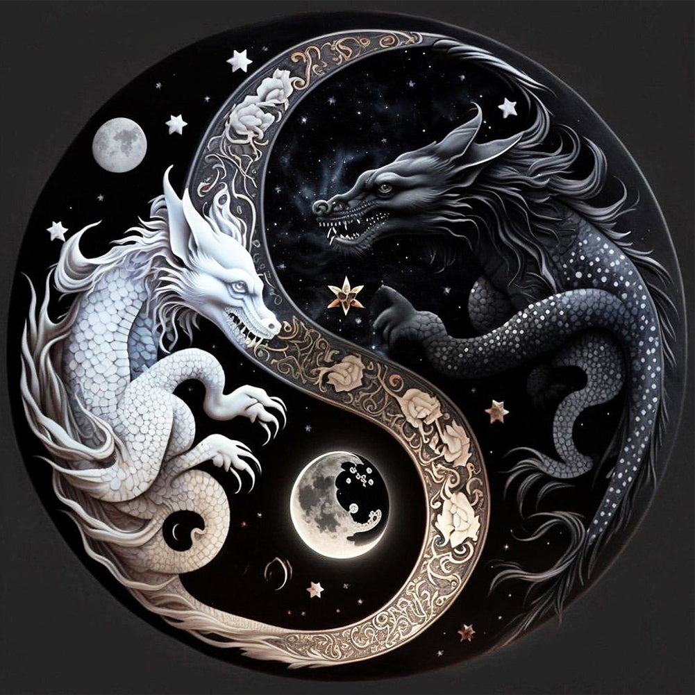 Diamond Painting - Full Round - Tai Chi Yin Yang Feilong (30*30CM)