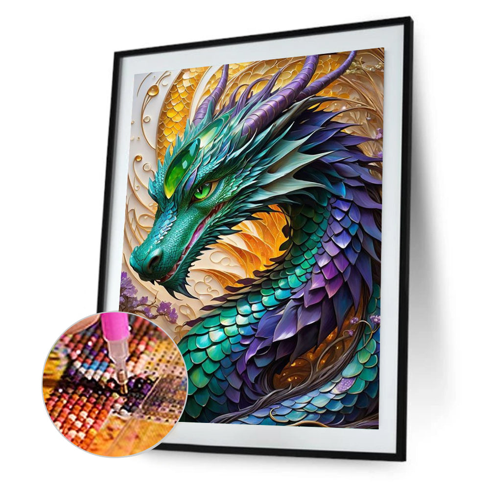 Diamond Painting - Full Round - purple green dragon (30*40CM)
