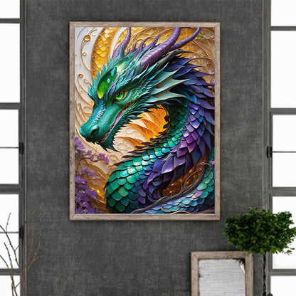 Diamond Painting - Full Round - purple green dragon (30*40CM)