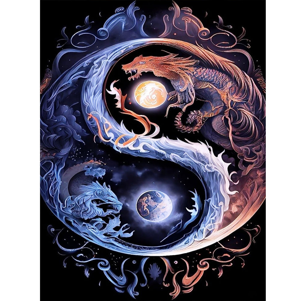 Diamond Painting - Full Round - Tai Chi Yin Yang Dragon (30*40CM)