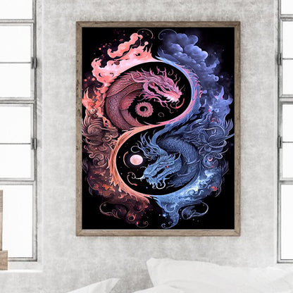 Diamond Painting - Full Round - Tai Chi Yin Yang Dragon (30*40CM)