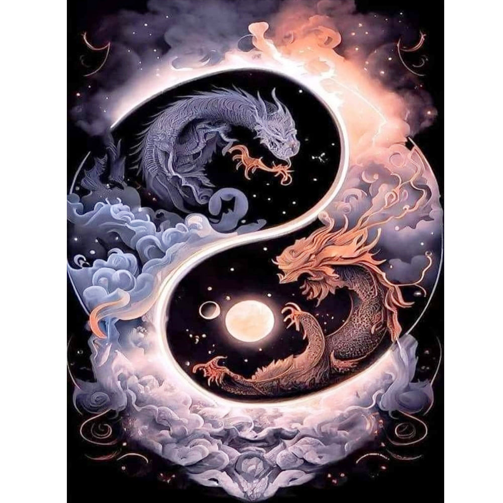 Diamond Painting - Full Round - Tai Chi Yin Yang Dragon (30*40CM)