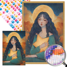Load image into Gallery viewer, AB Diamond Painting - Full Round - girl hugging stars (40*60CM)
