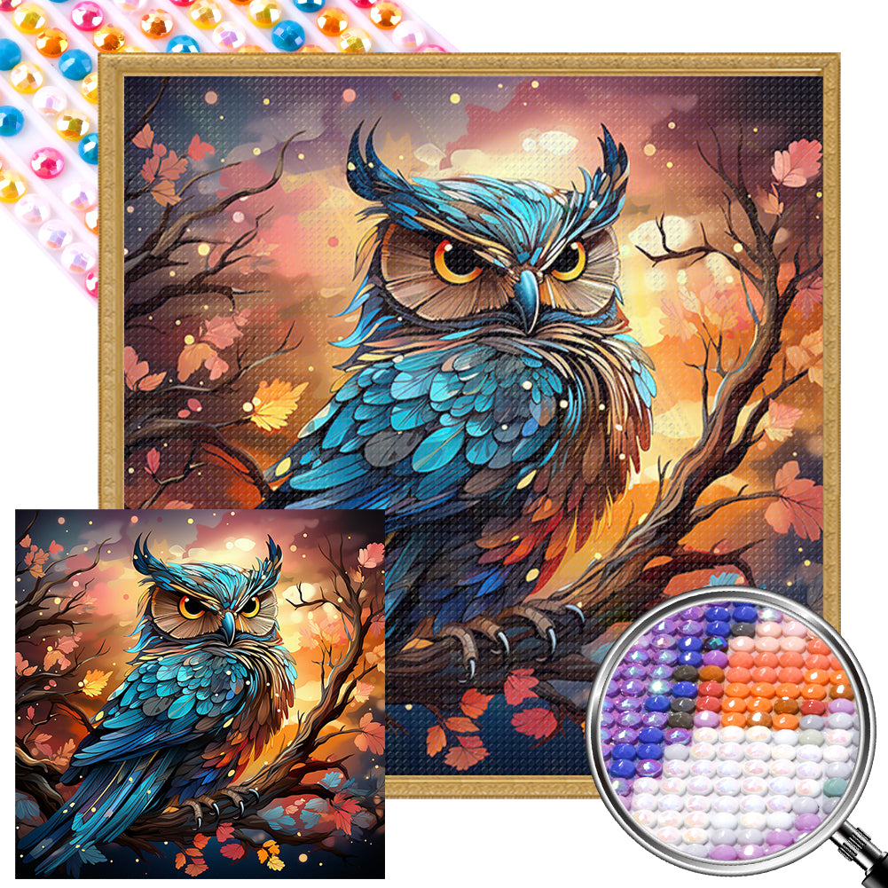 AB Diamond Painting - Full Round - owl on tree branch (40*40CM)
