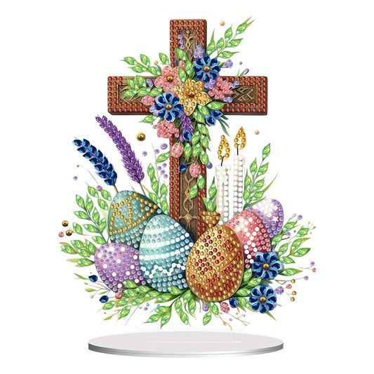 Cross Easter Egg Diamond Painting Tabletop Ornament Kit for Home Office Decor