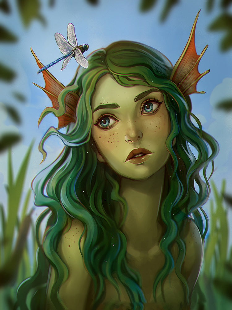 Diamond Painting - Full Round - green hair girl (40*50CM)
