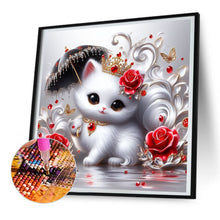 Load image into Gallery viewer, Diamond Painting - Full Round - Kitten holding an umbrella (30*30CM)
