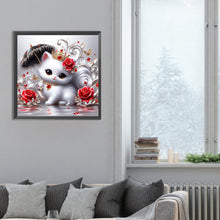 Load image into Gallery viewer, Diamond Painting - Full Round - Kitten holding an umbrella (30*30CM)
