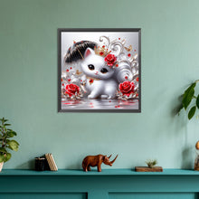 Load image into Gallery viewer, Diamond Painting - Full Round - Kitten holding an umbrella (30*30CM)
