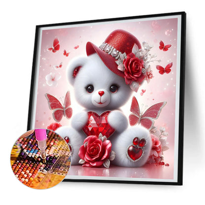 Diamond Painting - Full Round - love rose little white bear (30*30CM)