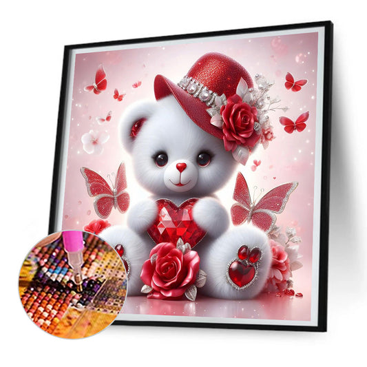 Diamond Painting - Full Round - love rose little white bear (30*30CM)