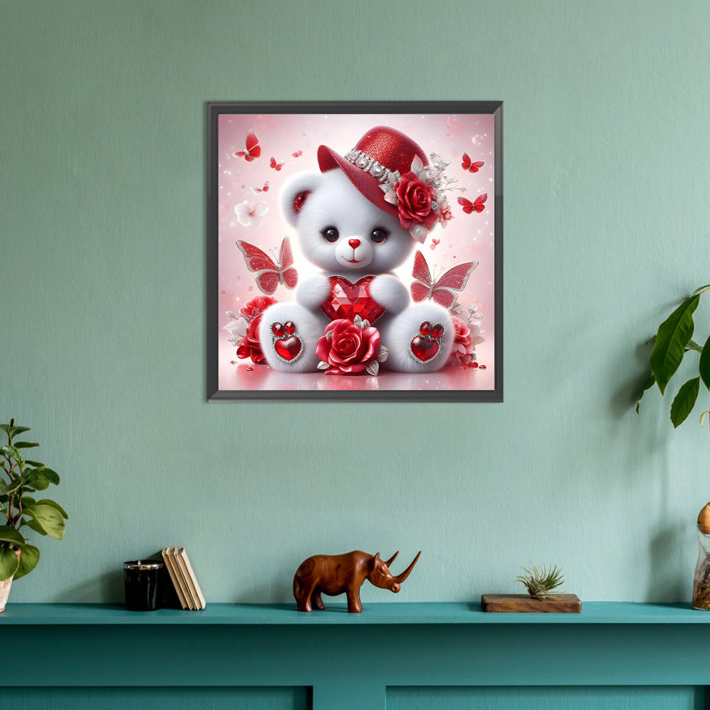 Diamond Painting - Full Round - love rose little white bear (30*30CM)