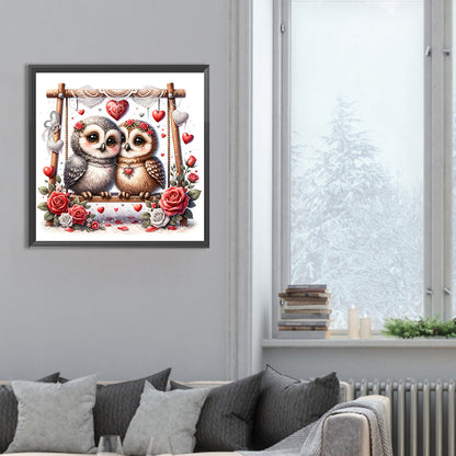 Diamond Painting - Full Round - love flower owl (30*30CM)