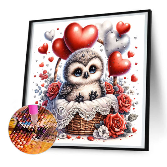 Diamond Painting - Full Round - love flower owl (30*30CM)