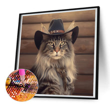 Load image into Gallery viewer, Diamond Painting - Full Round - Desert cool cowboy long haired cat (30*30CM)
