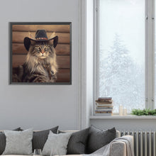Load image into Gallery viewer, Diamond Painting - Full Round - Desert cool cowboy long haired cat (30*30CM)
