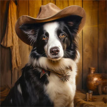 Load image into Gallery viewer, Diamond Painting - Full Round - Desert Cool Cowboy Border Collie (30*30CM)
