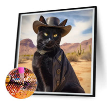 Load image into Gallery viewer, Diamond Painting - Full Round - Desert cool cowboy black cat (30*30CM)
