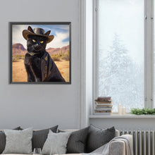 Load image into Gallery viewer, Diamond Painting - Full Round - Desert cool cowboy black cat (30*30CM)
