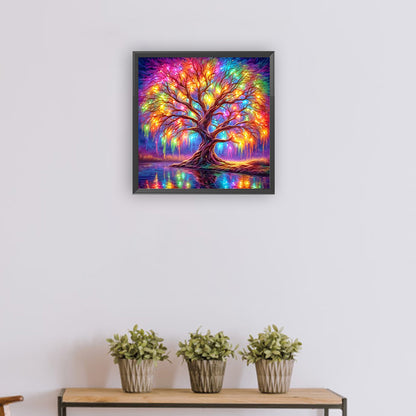 Diamond Painting - Full Round - Colorful tree of life by the lake (30*30CM)