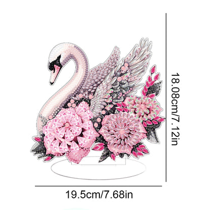 Round Diamond Painting Desktop Decoration for Home Office Decor (White Swan)