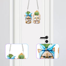 Load image into Gallery viewer, Acrylic Cactus and Cat Single-Sided 5D DIY Diamond Painting Hanging Pendant
