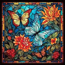 Load image into Gallery viewer, Diamond Painting - Full Round - glass art flowers and butterflies (30*30CM)
