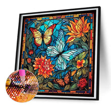 Load image into Gallery viewer, Diamond Painting - Full Round - glass art flowers and butterflies (30*30CM)
