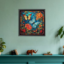 Load image into Gallery viewer, Diamond Painting - Full Round - glass art flowers and butterflies (30*30CM)
