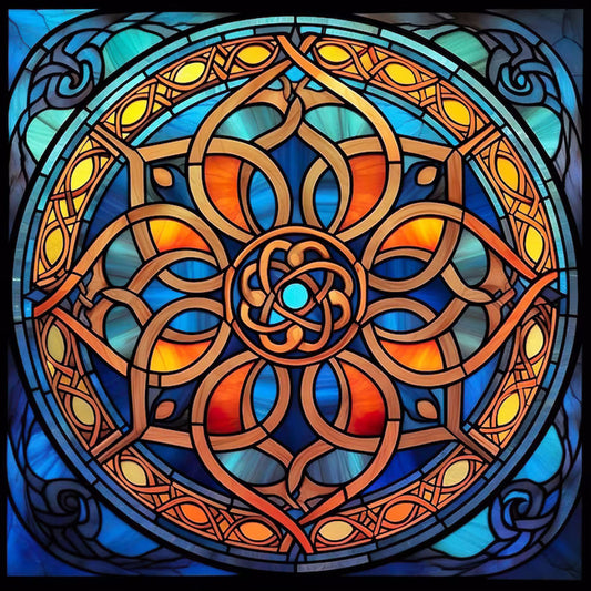 Diamond Painting - Full Round - glass art mandala flowers (30*30CM)